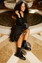 Load image into Gallery viewer, The Kajapati Black Leather Natural Fur Mid Calf Women Boot