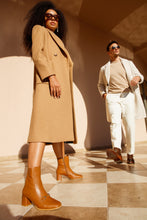 Load image into Gallery viewer, The Bukres Tan Leather Block Heel Mid Calf Women Boot