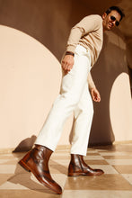 Load image into Gallery viewer, The Rand Brown Leather Double Buckle Brogue Men Boot with a Zipper