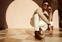 Load image into Gallery viewer, The Rand Brown Leather Double Buckle Brogue Men Boot with a Zipper