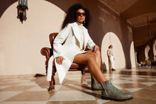 Load image into Gallery viewer, The Luisina Green Handwoven Leather Ankle Boot Final Sale!