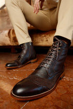 Load image into Gallery viewer, The Anderson Brown Leather &amp; Suede Brogue Lace-Up Men Boot with a Zipper