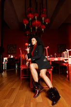 Load image into Gallery viewer, The Izmir Burgundy Patent Leather Natural Fur Mid Calf Women Boot
