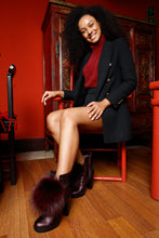 Load image into Gallery viewer, The Melo Burgundy Leather Natural Mid Calf Platform Heel Women Boot
