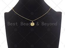 Load image into Gallery viewer, Clear CZ Micro Pave North Star Coin Pendant/Charm,Star Cubic Zirconia Pendant, Silver/Gold /Rose Gold/Black Tone, 13x14mm,Sku#F1169