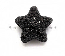 Load image into Gallery viewer, Black CZ Pave On Black Micro Pave Puffy Star Spacer Beads , Cubic Zirconia Star Spacer Beads,12mm, sku#C97