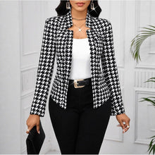 Load image into Gallery viewer, Autumn Winter Houndstooth Blazer Long-Sleeve Cardigan Coat