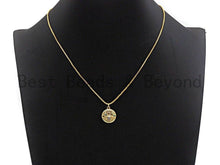 Load image into Gallery viewer, CZ Colorful Micro Pave Round  Gold With Evil Eye Coin Pendant, Coin Shaped Pave Pendant, Gold plated, 15x17mm, Sku#F866