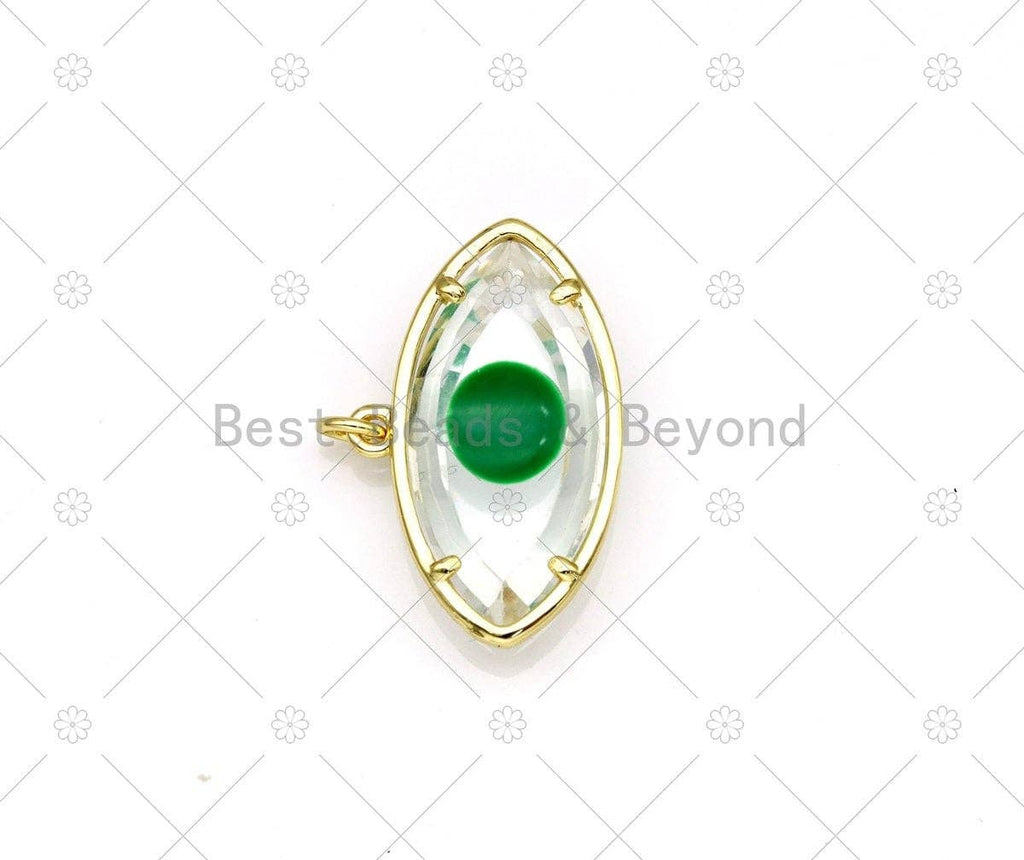 Colorful Enamel Evil Eye Shape Pendant, 18K Gold Filled Glass Quartz Charm, Necklace Bracelet Charm Pendant,Sku#FH183
