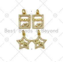 Load image into Gallery viewer, CZ Micro Pave MAMA On Rectangle/Five Star Shape Charm,18K Gold Filled Charm,Mother's Day Necklace Bracelet Charm,12x17mm/14x16mm,Sku#L584