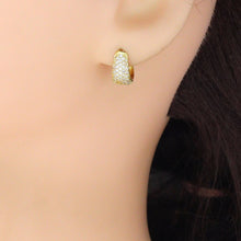 Load image into Gallery viewer, Gold Silver CZ Oval Shape Hoop Earrings, Sku#A474