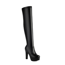 Load image into Gallery viewer, Women's Over-the-Knee Boots | Chunky Block Heel Round Toe | PU Leather &amp; Suede