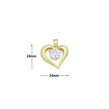 Load image into Gallery viewer, Big Diamond CZ Gold Heart Charm Pendant, Sku#LK1157