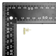 Load image into Gallery viewer, Gold Silver Three Round CZ in a Raw Stud Earrings, Sku#A290