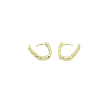 Load image into Gallery viewer, hammered Gold Silver Rectangle Hoop Earrings, Sku#A303