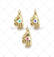 Load image into Gallery viewer, Enamel Colorful Evil Eye On Hand Shape Pendant, SKU#Y550
