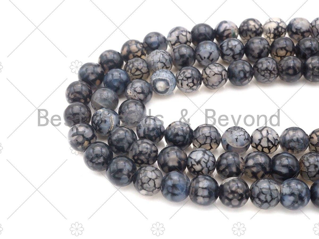 High Quality Black Fire Agate Beads, Dragon Vein Agate, SKU#UA151