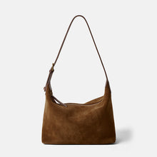 Load image into Gallery viewer, Women's Genuine Leather Tote Bag – Minimalist Matte Cowhide Shoulder Bag with Zipper Pockets