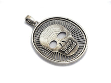 Load image into Gallery viewer, Antique Finish CZ Micro Pave Hollow out Skull Pendant, Silver Tone, 39x46mm,sku#F988C