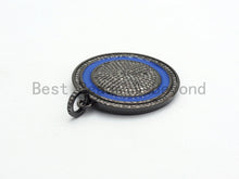 Load image into Gallery viewer, 35mm LARGE Enamel Colorful Round CZ Pave Focal Pendant,CZ Micro Pave Oil Drop Round pendant,Enamel pendant,Enamel Jewelry,sku#F596
