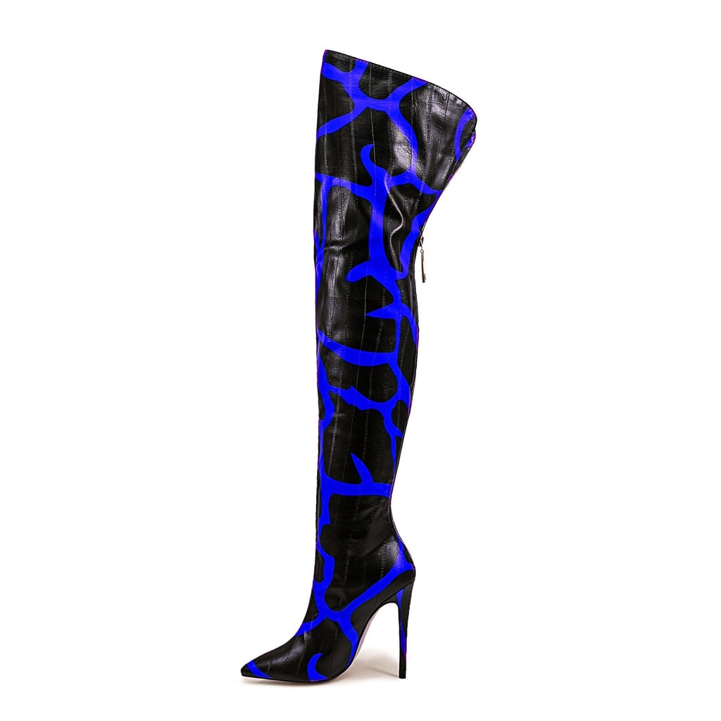 Women's Pointed-Toe Stiletto Over-the-Knee Boots | Back Zipper | Sizes 35–47