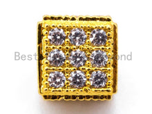 Load image into Gallery viewer, CZ Micro Pave 6mm Cube Spacer Beads, Cubic Zirconia Spacer Beads, Gold,Silver,Rose Gold,Black Tone, sku#C22