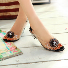 Load image into Gallery viewer, Women's Transparent Crystal Peep Toe High Heels - Summer Clear Sandals