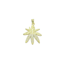 Load image into Gallery viewer, Clear CZ Gold Maple Leaf Charm Pendant, Sku#LK1169