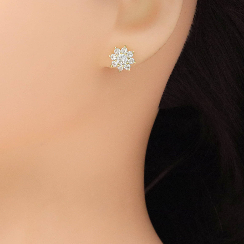 Clear Crystal Flower Stud Earrings, Sku#A409
