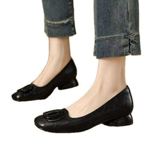 Load image into Gallery viewer, Women's Vintage Round Toe Slip-On Flats | Chunky Low Heel Casual Shoes