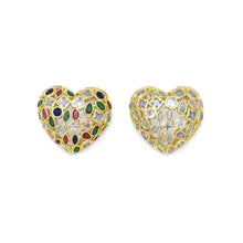 Load image into Gallery viewer, Clear Colorful CZ Gold Puffy Heart Pendant, Sku#LX320