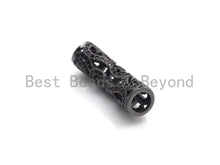 Load image into Gallery viewer, Black CZ CZ Micro Pave Curved Tube , CZ curved tube, Gold Silver Black Rose Gold Color Spacer Tube, 29x5mm, Sku#X148
