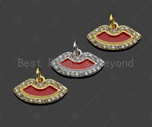 Load image into Gallery viewer, CZ Micro Pave Red Enamel Lip Pendant,Sku#L501
