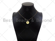 Load image into Gallery viewer, Gold Filled CZ Micro Pave Boat Anchor On Round Coin Shape Pendant, 18K Gold Filled Medallion  Charm, Necklace Bracelet Charm,16mm,Sku#LK340