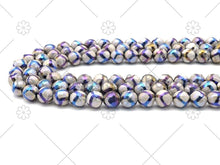 Load image into Gallery viewer, Mystic AB White Tibetan Football Agate Round Faceted Beads, 8mm/10mm/12mm Beads, 15.5'' Full Strand, Sku#UA231
