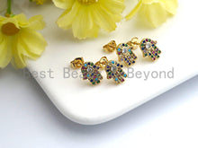 Load image into Gallery viewer, Clorful CZ Cute Hamsa Hand Stud Earring, Sku#J83