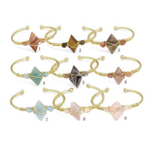 Load image into Gallery viewer, Natural Gemstone Wire Wrapped Gold Cuff Bracelet, SKU#LY26
