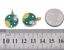 Load image into Gallery viewer, Gold Enamel Astronaut On Round Sky Charm, Sku#LD317