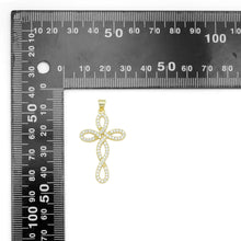 Load image into Gallery viewer, Gold Silver Clear CZ Flower Cross Charm Pendant, Sku#LD631