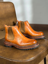 Load image into Gallery viewer, Men's Vintage Carved Leather Boots | Thick Sole Height-Increasing Dr. Martens Style