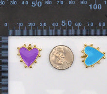 Load image into Gallery viewer, Colorful Enamel Spike Heart Charm, Sku#LX194