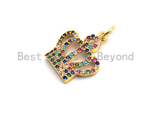 Load image into Gallery viewer, CZ Colorful Micro Pave Royal Crown Charm Pendant, Crown Shaped Pave Pendant, Gold plated, 17x15mm, Sku#F837