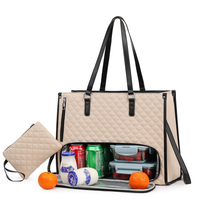 2-in-1 Tote & Lunch Bag Combo - Extra Large Capacity with Insulated Lunch Compartment