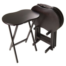 Load image into Gallery viewer, 5-Piece TV Table Set in Espresso Finish with Peanut Shape Top