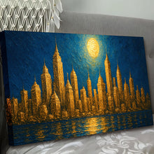 Load image into Gallery viewer, Golden Metropolis Cityscape Impasto Wall Art