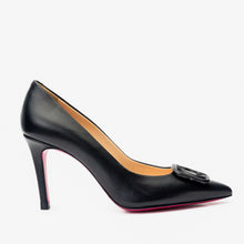 Load image into Gallery viewer, The Maneadero Black Leather Pump Fuchsia Sole Women Shoe