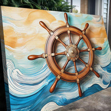 Load image into Gallery viewer, Sailboat Ship Wheel Coastal Wall Art II