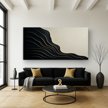 Load image into Gallery viewer, Black and Gold Minimalist Abstract Wall Art