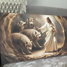 Load image into Gallery viewer, Jesus Protects The Lamb From Wolves Faith Wall Art III