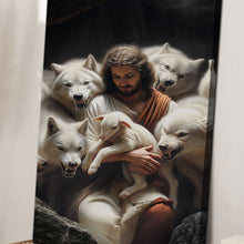 Load image into Gallery viewer, Jesus Protects The Lamb From Wolves Faith Wall Art